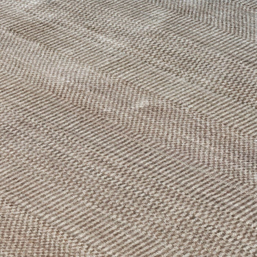 Darcy Biscuit Striped Luxury By Hand-Woven Wool Viscose Geometric Rug