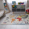 My Play World Animal Map Kids Washable Non-Slip Soft Rug 100x150 cm