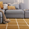 Asiatic London Albany Grid Checkered Lines Gold Wool Traditional Geometric Checked Rug - X-Large 200x290 cm (6'7"x9'6")
