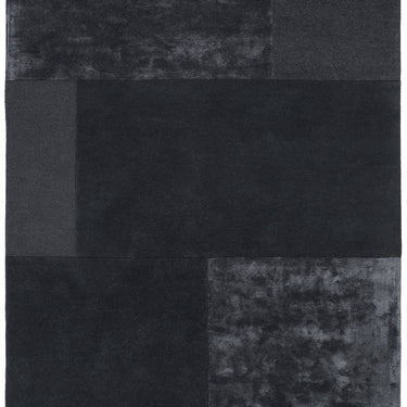 Asiatic London Tate Blocks Grey Charcoal Hand-Carved Wool Viscose Geometric Rug