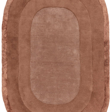 Asiatic London Halo Clay Oval Tufted Ombre Brown Hand-Carved Wool Viscose Bordered Rug