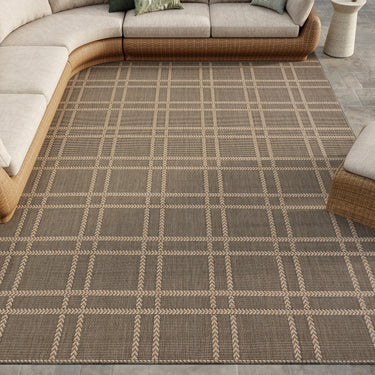 Horizon Grid HOZ04 Pattern Patio Charcoal By Indoor Outdoor Polypropylene Geometric Rug