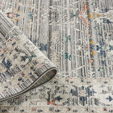 URCO Nova Luca Grey Polypropylene Traditional Vintage Bordered Rug