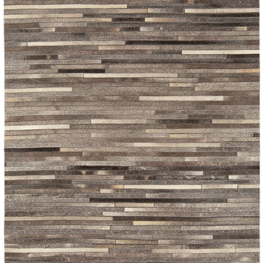 Gaucho Hand Woven Real Cow Hide Sheepskin Patchwork Striped Dark Grey Rug
