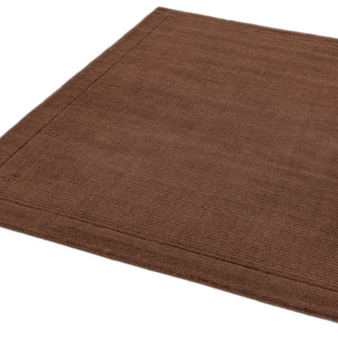York 100% Wool Rug Hand Made Modern Plain Bordered Rug in Chocolate