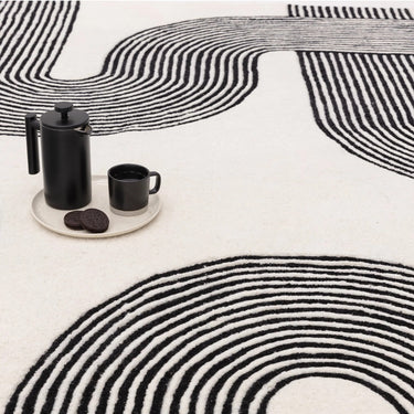 Asiatic London Matrix Arches MAX87 Contemporary Retro Black Handmade Wool Abstract Rug
