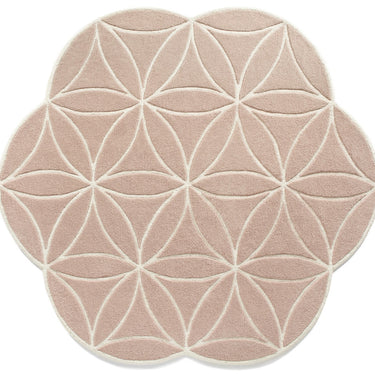 Origins Bloom Pure Tufted Blush Pink Handmade Wool Abstract Geometric Round Rug 160x160 cm
