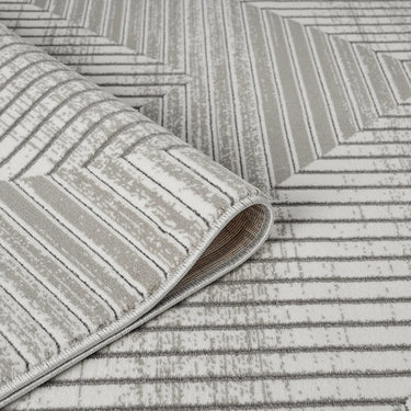 URCO Petra Rano Lines Grey Polypropylene Traditional Abstract Geometric Hallway Runner Rug