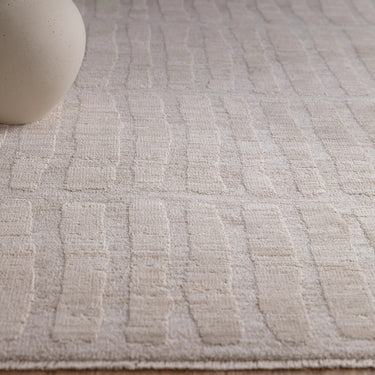 Asiatic London Laurent LA08 Fringed Light Ivory Beige Natural Cotton Abstract Textured Scandi Rug