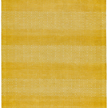 Ives Hand Woven Chenille Flatweave Natural Waves Heringbone Rug in Yellow
