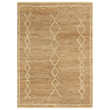 Souk Berber Natural Chunky Weaves Bordered Hand Woven Jute Rug in Beige Natural Blonde
