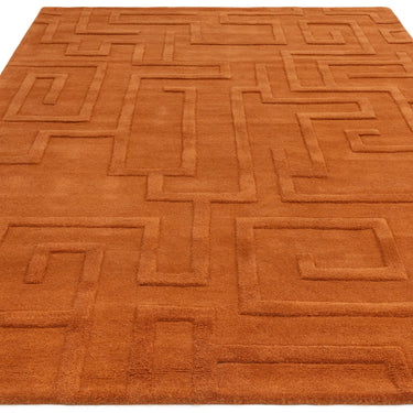 Maze Wool Rug Hand Tufted Modern Classic Rug in Rust