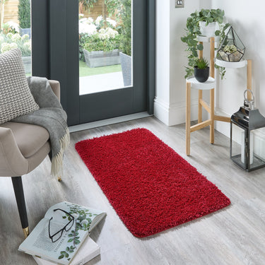 Origins My Red Washable Non-Slip Polypropylene Shaggy Rug - X-Small 60x100 cm (2'x4')