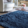 Origins Glamour/Shimmer Indigo Blue Soft Silky Shaggy Rug - Small 80x150 cm (2'6"x5')