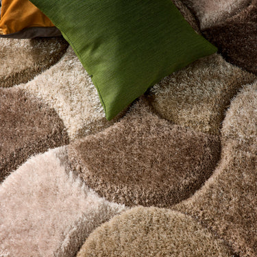 Origins 3D Scallop Silky Sand Neutral Jute Shaggy Geometric Rug