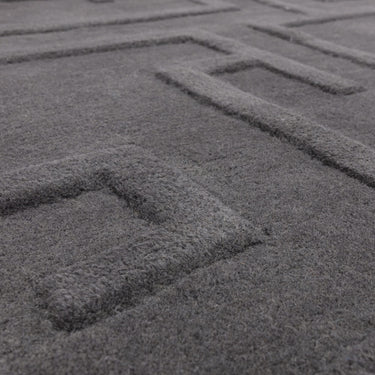 Maze Wool Rug Hand Tufted Modern Classic in Charcoal Grey