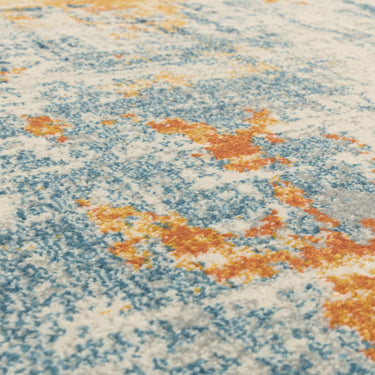 Nova Illusion Ochre Blue NV39 Abstract Marble Rug
