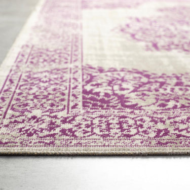 Origins Saville Traditional Medallion Indoor Outdoor Rug Hallway Runner in Grey Blue, Raspberry