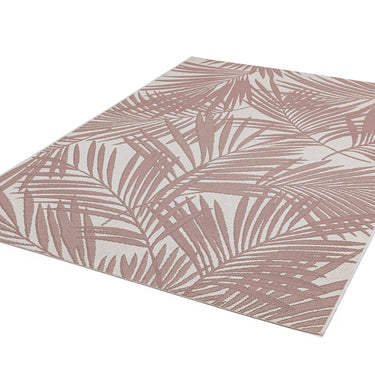 Asiatic London Patio Palm Botanical Leaf Pink Beige Indoor Outdoor Polypropylene Geometric Flatweave Rug