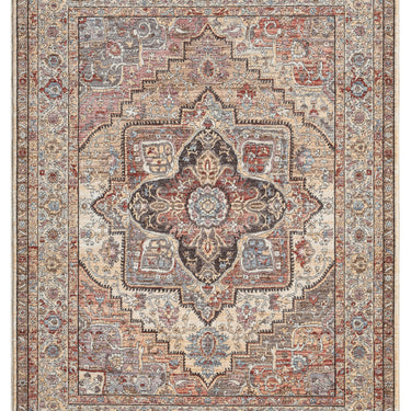 Alia 842GL Short Pile Rose Polypropylene Traditional Floral Bordered Rug