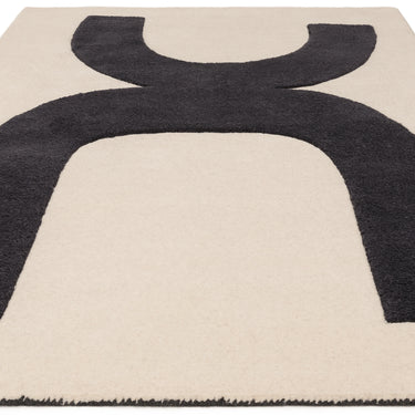 Asiatic London Canvas Balance Retro Tufted Cream Black Handmade Wool Abstract Geometric Rug