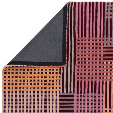 Asiatic London Aspect Red Multi Hand-Tufted Basketweave Pattern Handmade Wool Abstract Textured Rug