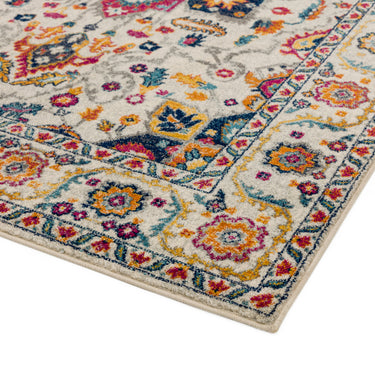 Nova Persian Traditional Bordered Medallion Rug in Blue and White Multi