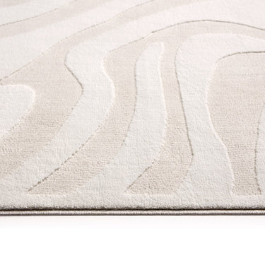 White Sands Dune Cream By Polypropylene Abstract Scandi Round Rug