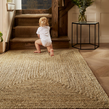 Origins Jute Extra Hand Made Braid Stitched Wool Rug in Natural