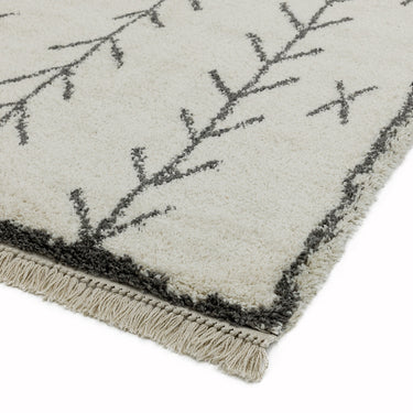 Rocco Moroccan Tribal Berber Arrow Soft Shaggy Rug in Cream, Grey