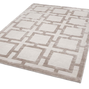 Eaton Katherine Carnaby Rug Modern Geometric Hand Woven Silky Viscose Metallic Sheen Super Soft Buscuit Rug