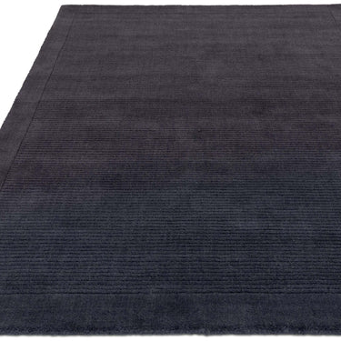 York 100% Wool Rug Hand Made Modern Plain Bordered Rug in Navy Blue