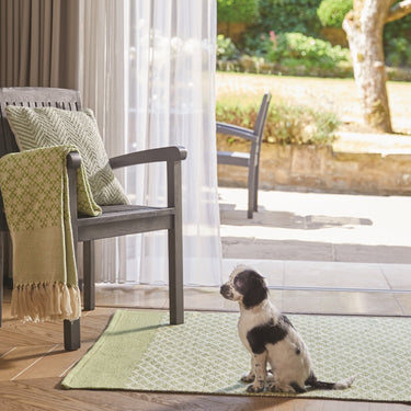 Hug Trellis Green Indoor Outdoor Washable Wool Textured Rug 160x230 cm