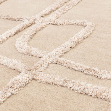 Matrix Infinity Retro Tufted Soft Silky Sand Natural Wool Viscose Abstract Geometric Rug