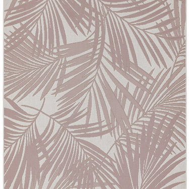 Asiatic London Patio Palm Botanical Leaf Pink Beige Indoor Outdoor Polypropylene Geometric Flatweave Rug