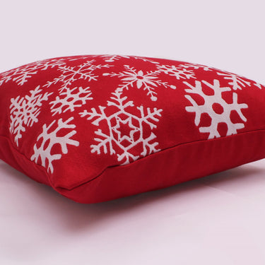 Christmas Snowflakes Red Washable Cotton Soft Cushion 45x45 cm
