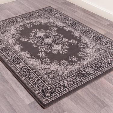 Lancashire Traditional Oriental Classic Rug or Hallway Runner in Dark Grey