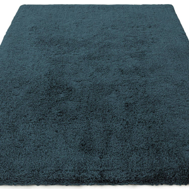 Asiatic London Opulence Petrol Blue Luxurious Shine Fluffy Soft Cotton Shaggy Textured Hallway Runner Rug