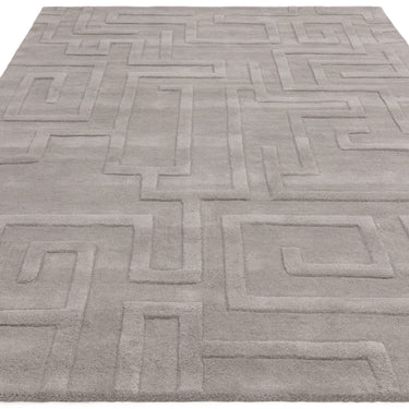 Maze Wool Rug Hand Tufted Modern Classic Rug in Silver Grey