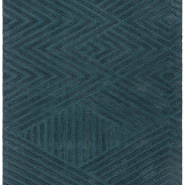 Hague Modern Hand Made Wool Rug in Teal Blue