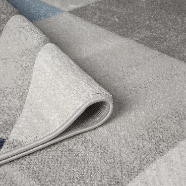 Orbit Bergen 3D Grey Blue Abstract Geometric Textured Hallway Runner Rug
