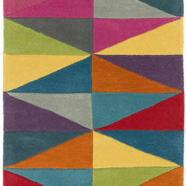 Funk Triangles Hand Tufted Wool Bright Multi Coloured Rug Hall Runner