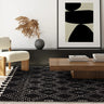 Nepal Black Cream Diamond Bohomian Berber Hand Woven Wool Fringed Rug - Medium 120x170 cm (4'x5'6")