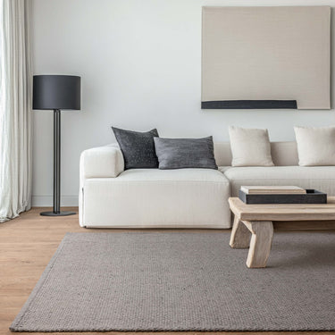 Finley Plain Hand Made Wool Polyester Organic Textured Modern Grey Rug