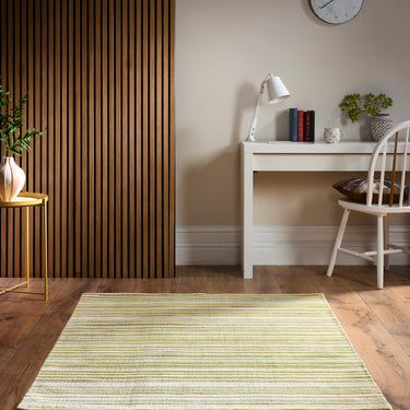 Origins Fine Stripes Hand Loom Woven Wool Rug in Green