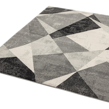 Nova Patio NV02 Geometric Triangles Modern Abstract Rug in Grey Black