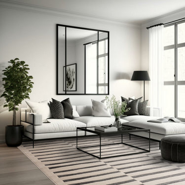 Asiatic London Valley Build Stripe 3D Pattern Charcoal Ivory Geometric Striped Scandi Rug