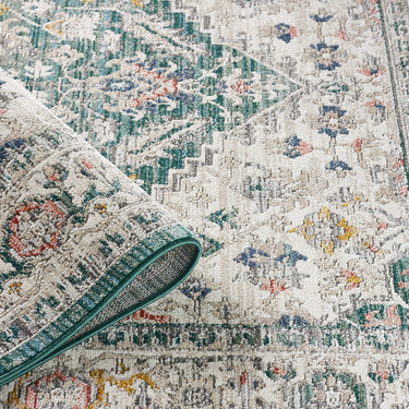 URCO Nova Nico Forest Green Polypropylene Traditional Vintage Bordered Rug