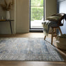 Origins Venice Bordered Classic Blue Washable Non-Slip Cotton Chenille Rug - Large 160x230 cm (5'3"x7'7")