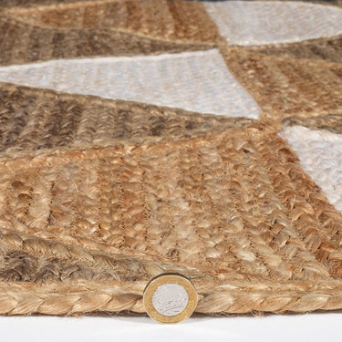 Natural Jute Hand Braided Geometric Rug for Indoor Sheltered Outdoor Reversible Rug in Medium Size 120x170 (4'x5'6")
